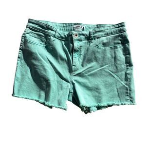 Vineyard Vines Women's Green Denim Shorts Size 30 Frayed Hem Casual